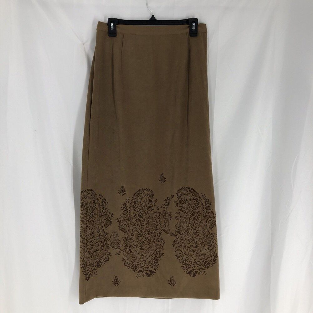 New Norton Studio Long Tan Skirt Size 12 Floral